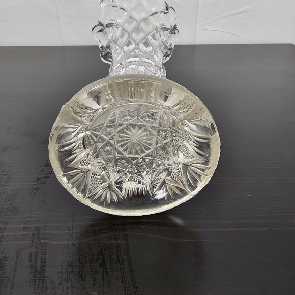 Vintage Clear Pressed Glass Trumpet Vase Scalloped Ruffle Rim Elegant Decor - Picture 6 of 8